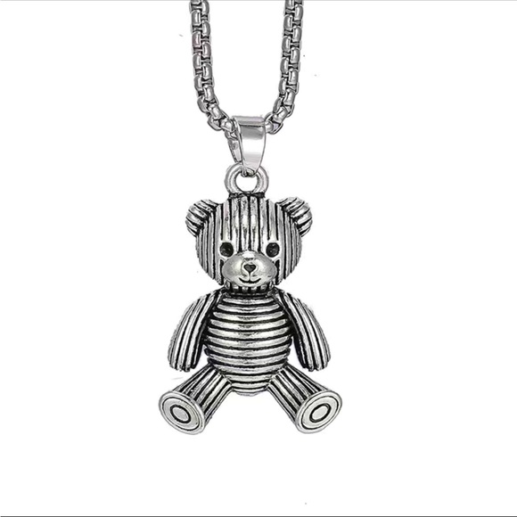 Silver Titanium Teddy Bear Extra Long chain - Picture 2 of 4